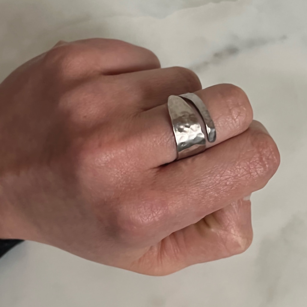 Jil Sander Silver Textured Adjustable Ring Made In Italy Designer